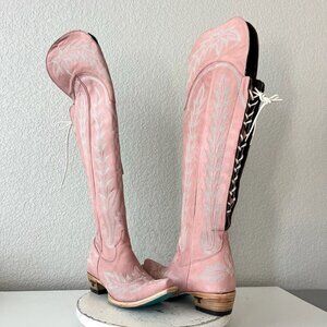 Lane LEXINGTON Over the Knee Womens Cowboy Boots 8.5 Pink Western Cowgirl Tall